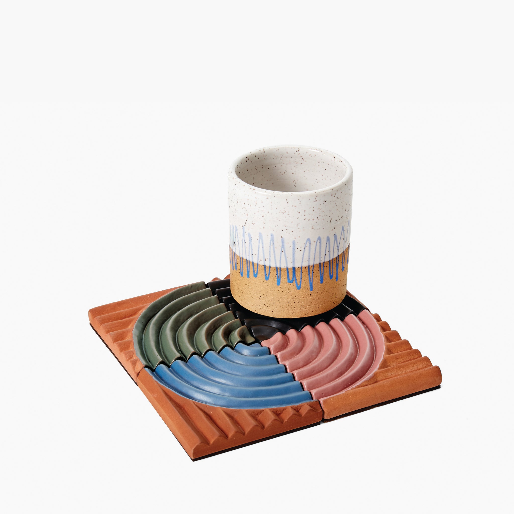 Botanical or boho ceramic coasters – sweep of sand